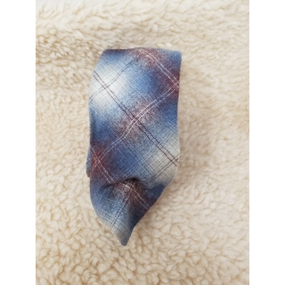 Pendleton 100% Virgin Wool Neck Tie Purple Gray Brown Plaid Vintage